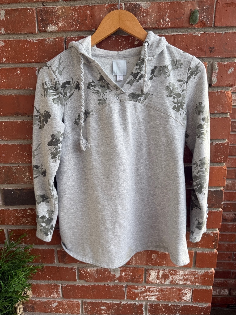 Sunday Light Gray Cozy Floral Hoodie